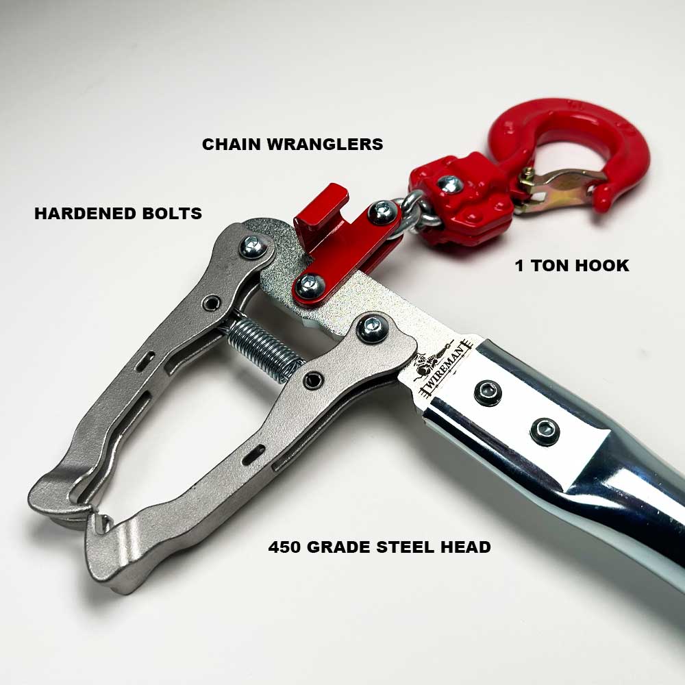 Chain grab boundary strainer head and hook