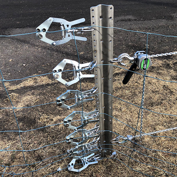8 line wire exclusion fence strainer and tensioner board