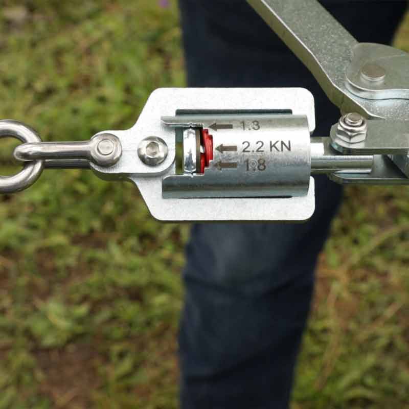 Wire strainer die spring tension gauge