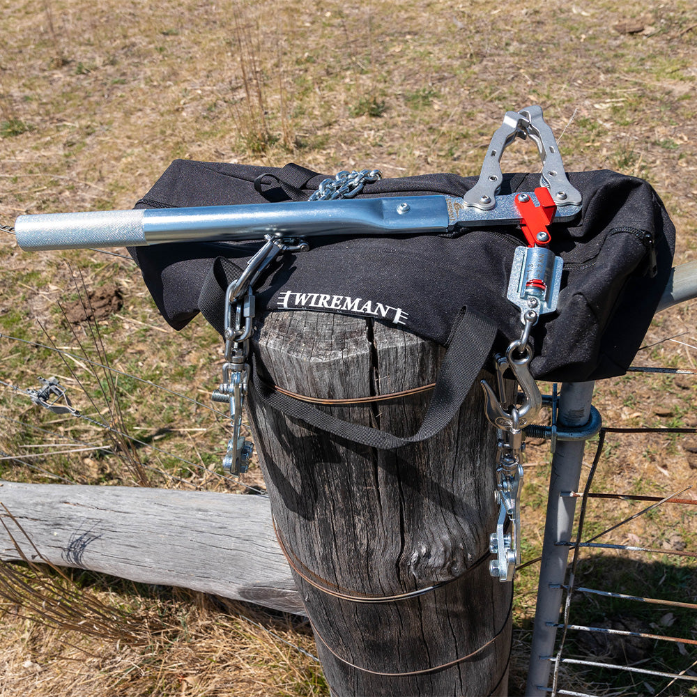 Strain walker wire tensioner kit on fence post