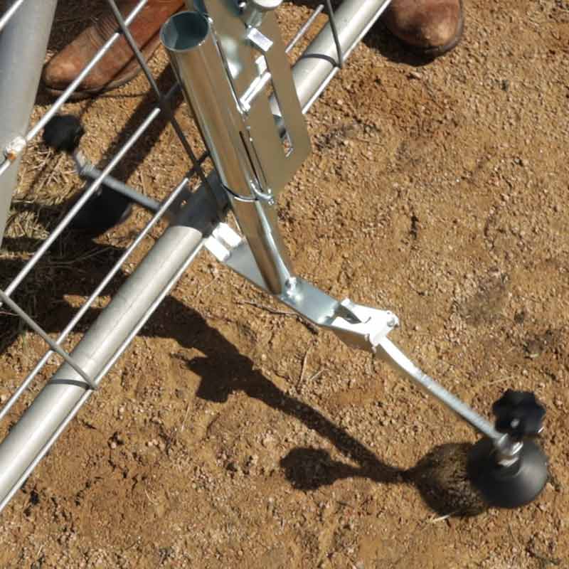 Farm gate prop installer foot after rotation